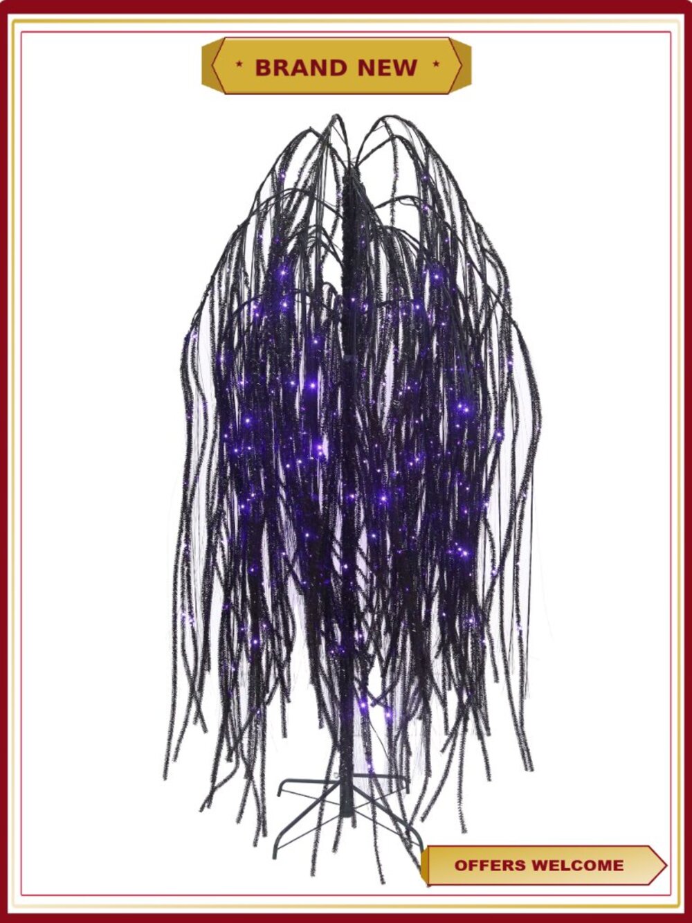 6ft Black Willow Tree LED Lights Outdoor Halloween Decor